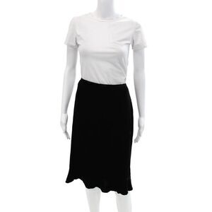 City DKNY Womens Velvet Ruffle Hem Zip Up Mid-Calf Skirt Black Size 12